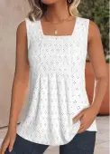 Modlily White Textured Fabric Sleeveless Square Neck Tank Top - XXL