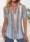 Modlily Neon Blue Circular Ring Polka Dot T Shirt - M