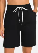 Modlily Black Pocket Regular Drawastring High Waisted Shorts - M