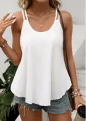 Modlily White Scoop Neck Double Straps Camisole Top - L