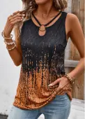 Modlily Terracotta Circular Ring Tribal Print Sleeveless Tank Top - XXL