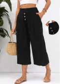 Modlily Black Pocket Elastic Waist High Waisted Pants - XL