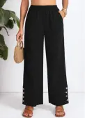 Modlily Black Button Elastic Waist High Waisted Pants - XL