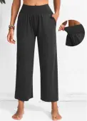 Modlily Dark Grey Marl Pocket Elastic Waist High Waisted Pants - 2XL