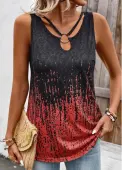 Modlily Plus Size Dark Grey Marl Circular Ring Tank Top - L