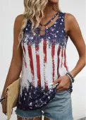 Modlily American Flag Multi Color Cut Out Sleeveless Tank Top - M