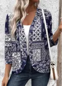 Modlily Navy Tribal Print 3/4 Sleeve Light Cardigan - XL