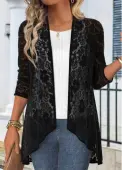 Modlily Black Lace 3/4 Sleeve Light Cardigan - M