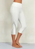 Modlily White Mid Waisted Capri Elastic Waist Leggings - 2XL