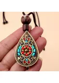 Modlily Dark Coffee Alloy Waterdrop Bohemian Necklace - One Size