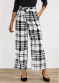 Modlily White Button Plaid High Waisted Pants - M