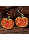 Modlily Halloween Orange Pumpkin Design Alloy Earrings - One Size