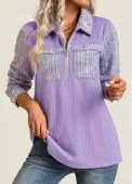 Modlily Light Purple Jacquard Long Sleeve Shirt - M