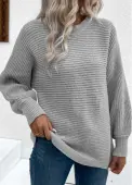 Modlily Grey Tummy Coverage Long Sleeve Round Neck Sweater - L