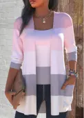 Modlily Plus Size Pink Two Piece Cardigan  and Tank Top - 1X