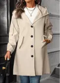 Modlily Beige Drawstring Long Sleeve Hooded Trench Coat - M