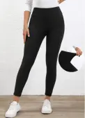 Modlily Black High Waisted Ankle Length Elastic Waist Leggings - M