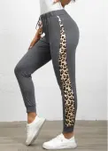 Modlily Grey Drawstring Leopard Skinny Elastic Waist High Waisted Pants - M