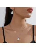 Modlily Halloween White Metal Earrings and Necklace - One Size