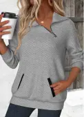 Modlily Grey Jacquard Long Sleeve Asymmetrical Neck Sweatshirt - M