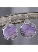 Modlily Dusty Purple Round Alloy Detail Earrings - One Size