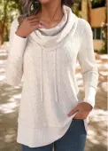 Modlily White Patchwork Long Sleeve Cowl Neck Sweatshirt - XL