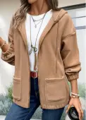 Modlily Light Coffee Plush Long Sleeve Hoodie - XL