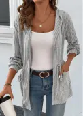 Modlily Grey Drawstring Long Sleeve Light Cardigan - L