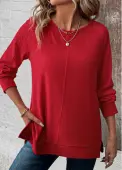 Modlily Red Patchwork Long Sleeve Round Neck Sweatshirt - XXL