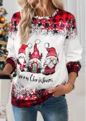 Modlily Christmas Red Tummy Coverage Santa Claus Print T Shirt - L