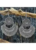 Modlily Silver Engraved Geometric Design Alloy Earrings - One Size