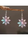 Modlily Christmas Multi Color Snowflake Acrylic Detail Earrings - One Size