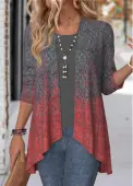 Modlily Dark Grey Ombre Long Sleeve Open Front Coat - XXL