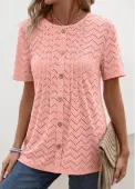 Modlily Light Pink Tuck Stitch Short Sleeve T Shirt - XL