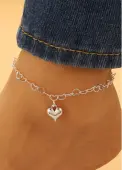 Modlily Silvery White Geometric Heart Alloy Anklet - One Size