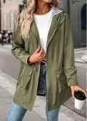Modlily Green Drawstring Long Sleeve Hooded Coat - M