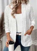 Modlily White Pocket Lace Long Sleeve Coat - L