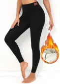 Modlily Black Fleece Thickening Elastic Waist Leggings - 3XL