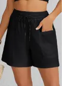 Modlily Black Pocket Elastic Waist High Waisted Shorts - 2XL