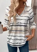 Modlily Light Camel Tie Dye Print Long Sleeve T Shirt - M