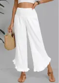 Modlily Wide Leg Elastic Waist White High Waisted Pants - L