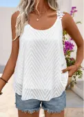 Modlily White Embroidery Strappy Scoop Neck Camisole Top - L