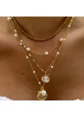 Modlily Layered Golden Shell Alloy Necklaces Set - One Size