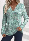 Modlily Sage Green Dazzle Colorful Print Long Sleeve T Shirt - M