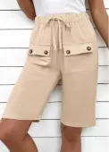 Modlily Light Camel Lace Up Elastic Waist High Waisted Shorts - S