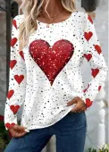 Modlily White Valentine&apos;s Day Print Long Sleeve T Shirt - L