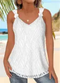 Modlily White Layered Sleeveless V Neck Tank Top - L