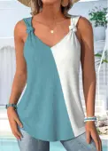 Modlily Yellow Patchwork Sleeveless V Neck Tank Top - L