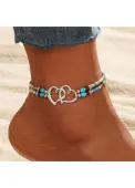 Modlily Multi Color Heart Beaded Alloy Anklet - One Size