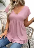 Modlily Light Purple Short Sleeve V Neck T Shirt - M